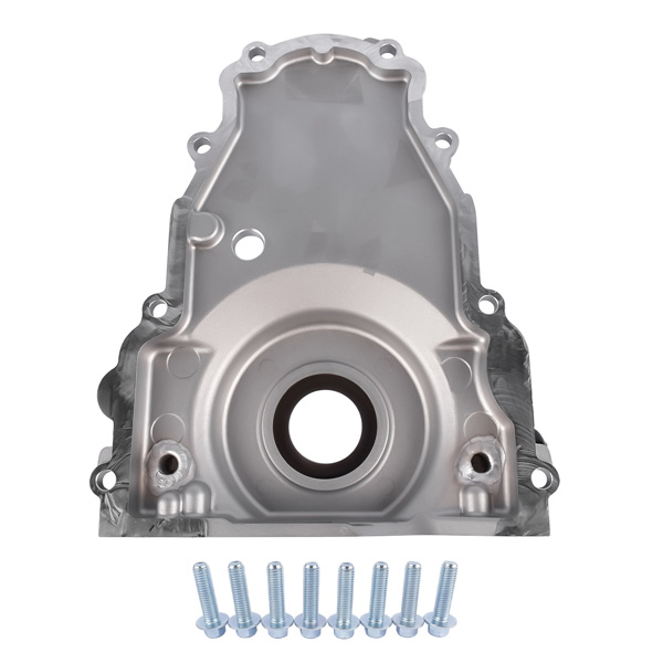 Timing Chain Cover w/ Dual-10AN Turbo Oil Drain Bungs for Gen IV GM LS Series Engines 6.0L 5.3L 4.8L 6.2L V8