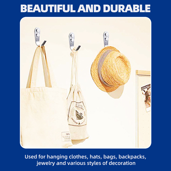 Stainless steel U-shaped hanging hooks for bathroom, bags, living room and kitchen storage, multi-functional hooks