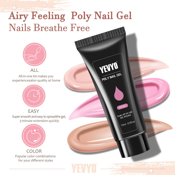 Poly Gel Nail Kit, Poly Nail Gel Kit with UV Lamp for Beginners with Everything, Gel Extension Nail Kit with Slip Solution