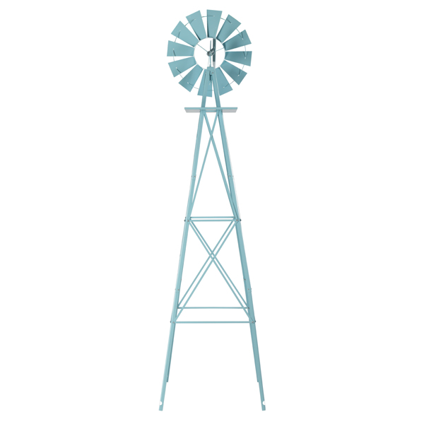 8FT Weather Resistant Yard Garden Windmill Blue