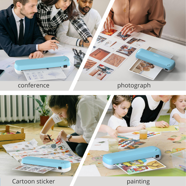 4 合 1 过塑机，具有快速预热、快速过塑文件和照片的功能，可提高文件和照片的长期保色性。适用于家庭、办公室和学校，A4/A5/A6 尺寸-6