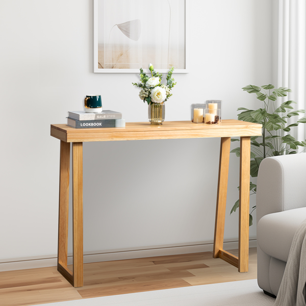 43.3 Inch Solid Wood Console Table for Entryway, Sofa Table Narrow Entryway Table for Hallway, Behind The Couch, Living Room, Foyer, Wood Color