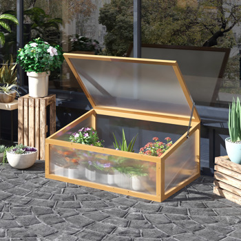 Wooden Cold Frame Greenhouse Garden Portable Raised Planter