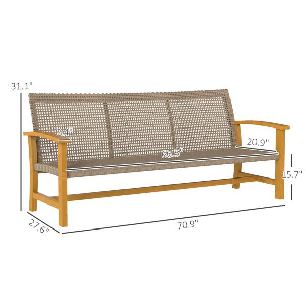3-Seat Wicker Outdoor Couch Patio Sofa