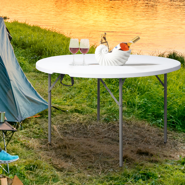 48inch Round Folding Table Outdoor Folding Utility Table White