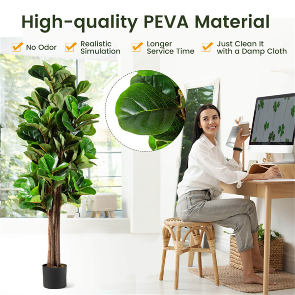 5 Feet Artificial Fiddle Leaf Fig Tree Outdoor Office Decorative Planter