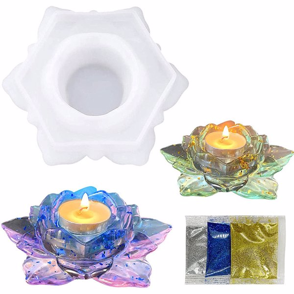 Lotus Flower Candle Holder Epoxy Casting Mold, Silicone Ashtray Candlestick Holder Mold for Epoxy DIY Casting Ashtray, Candlestick Holders,Tea Light Holder, Trinket Box, Soap Dish
