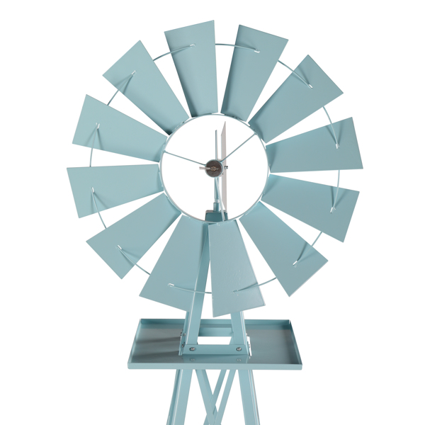 8FT Weather Resistant Yard Garden Windmill Blue