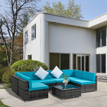 Rattan Three-Seat Sofa