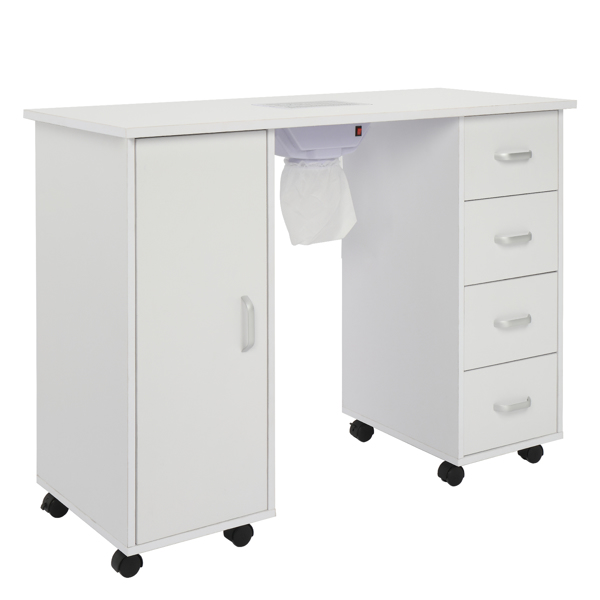 【Same code 64112382】MDF Single Door 4 Drawers With Fan White Nail Table