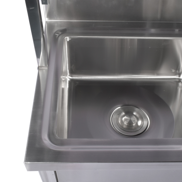 39.4in Stainless Steel Utility Sink Set, Single Bowl Commercial Sink w/ Shelves Single Bowl Sink for Kitchen, Garage with Drainboard and Hanging Tools