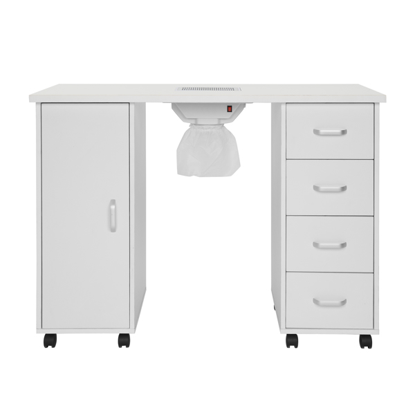 【Same code 64112382】MDF Single Door 4 Drawers With Fan White Nail Table