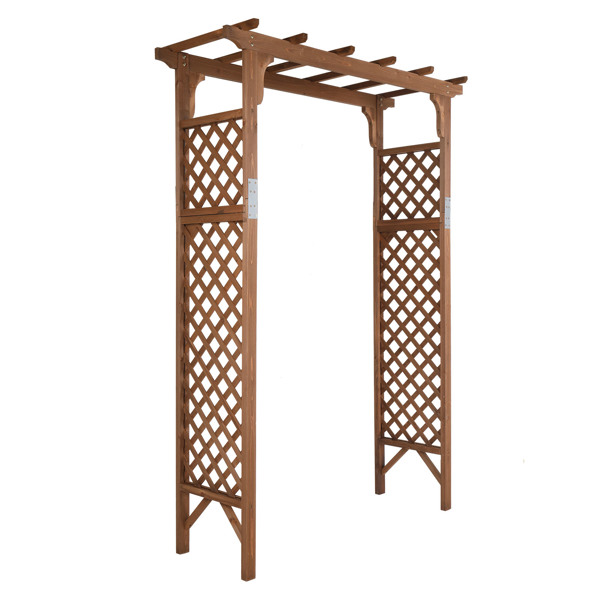 152*60*215cm Beautiful And Practical  Flat-Topped Wooden Arch Garden Arch Dark Brown