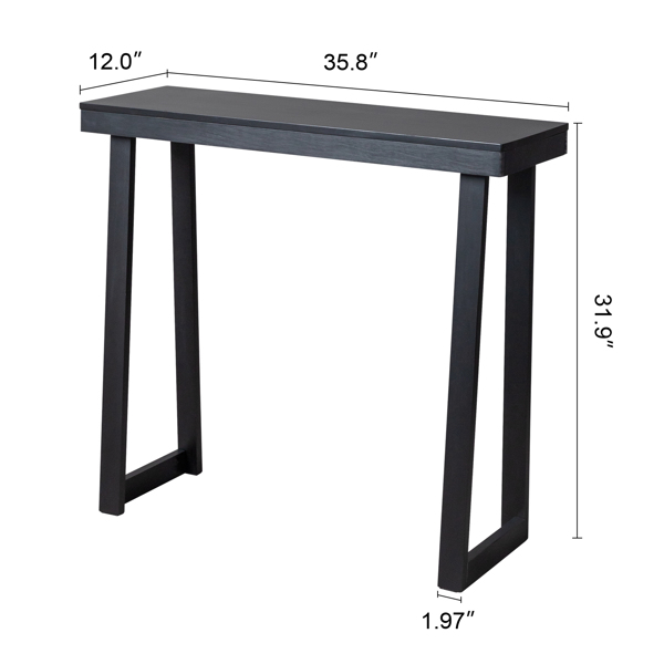 35.8 Inch Solid Wood Console Table for Entryway, Sofa Table Narrow Entryway Table for Hallway, Behind The Couch, Living Room, Foyer, Black