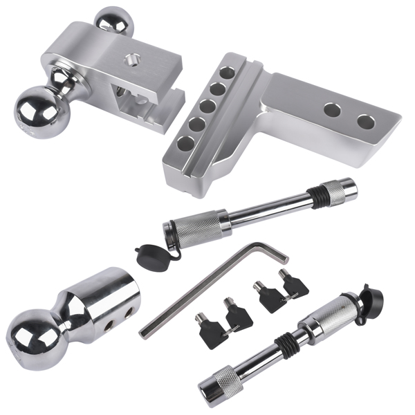 拖车挂接装置 2" Receiver 12500 LBS Adjustable Trailer Hitch 4" Drop/Rise Tow Hitch Aluminum Drop Hitch 1-7/8", 2", 2-5/16" Tri-Ball-6