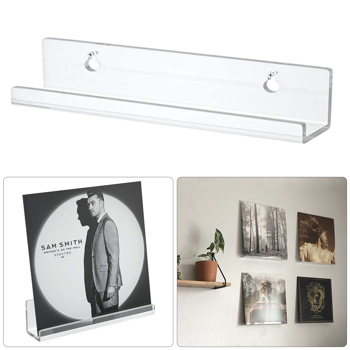 12\\" Clear Vinyl Record Shelf Wall Mount Wall Mount Album Record Holder Display