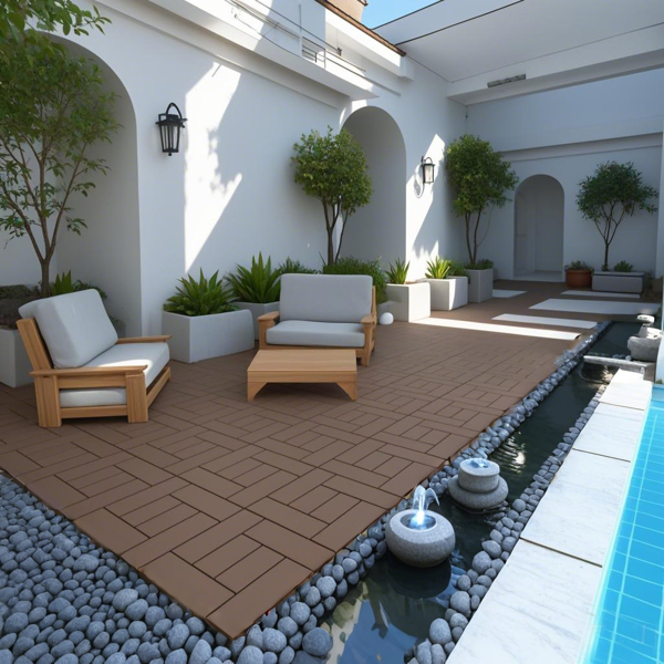 DIY friendly, easy to clean interlocking deck tiles, 11.8