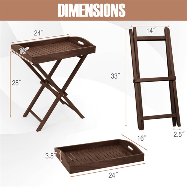 Foldable tray rack, solid teak tray table for garden terraces