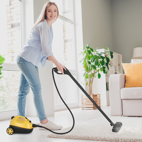 VSC28B Multipurpose Steam Cleaner with 19 Accessories, 1.2L tank Portable Steamer for Floors, Carpet, Windows, Cars and More, 1500W, Yellow
