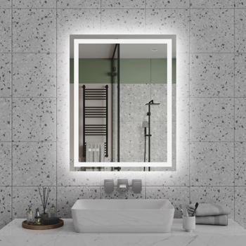 28\\"x36\\" LED Bathroom Mirror, Front-Lit and Back-Lit, 3 Color Tem Adjustable, Brightness Memory, Anti-fog LED Vanity Mirror[Unable to ship on weekends]