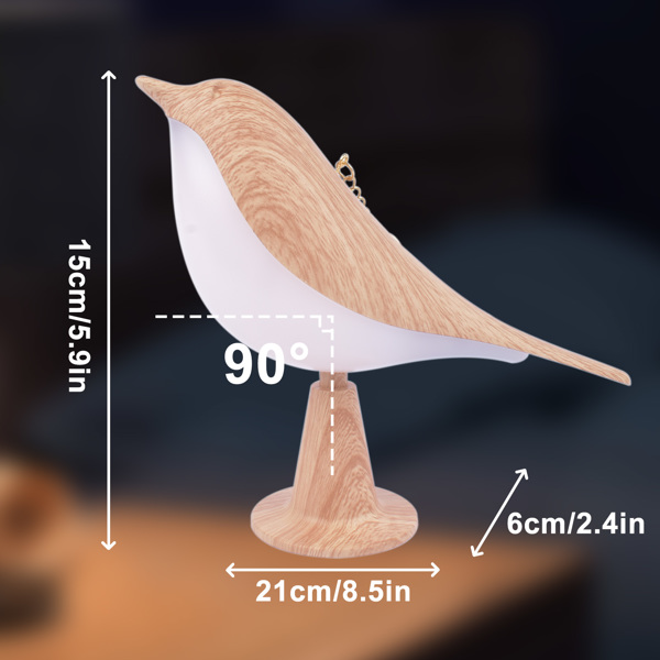 Touch Bird LED Table Lamp Cordless Desk Light 3 Level Brightness 6W USB Charging