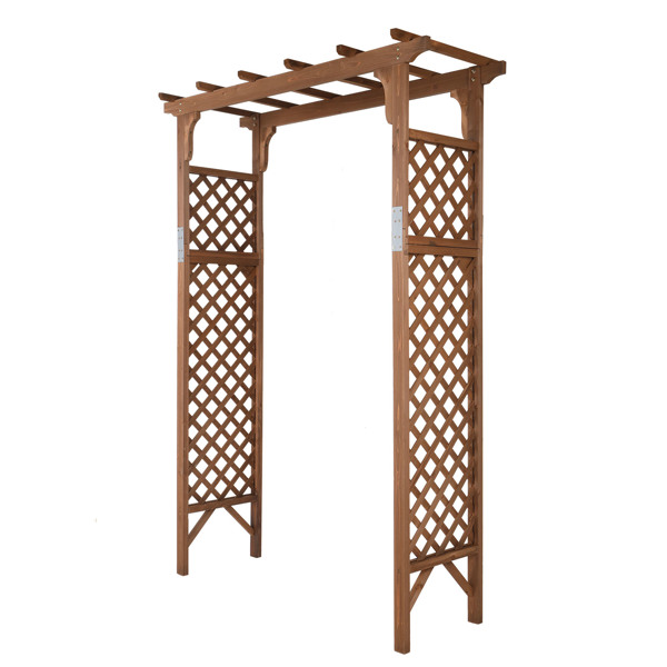 152*60*215cm Beautiful And Practical  Flat-Topped Wooden Arch Garden Arch Dark Brown