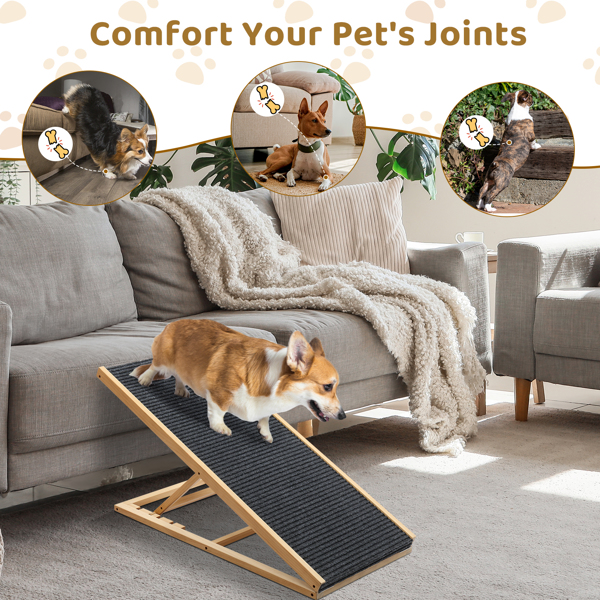 Large Dog Pet Ramp Stairs with Adjustable Height for Bed Couch Car Truck SUV, Foldable Dog Ramp for Small & Large Pets to Get on High Beds Sofas and Vehicles