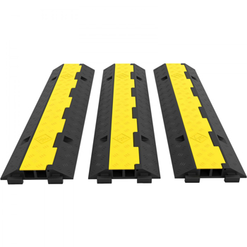3 Pack Heavy Duty Cable Protectors, 2 Channel Design, 11000lbs Capacity, for Wire, Hose, and Cord Protection on Floor, Driveway, and Speed Bump Areas
