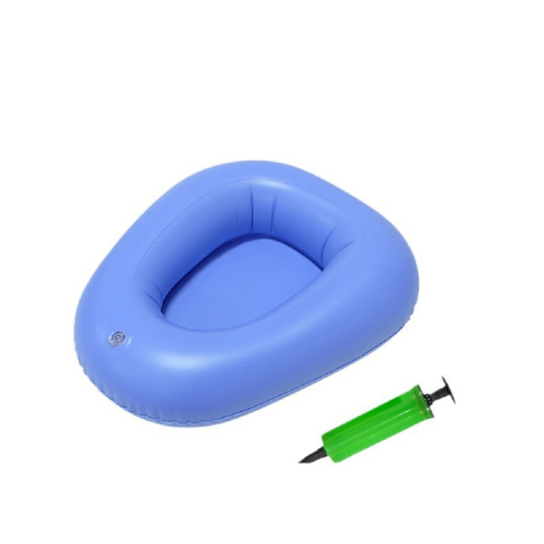 Washable Portable Air Inflation Blue Bed Pan Bedridden Elderly Medical Care 2Pcs