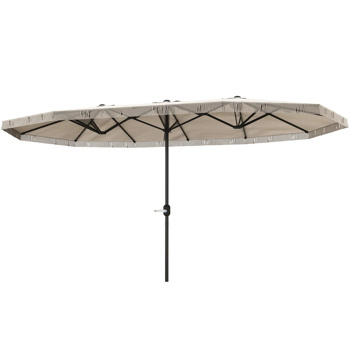 15ft Cream White  Patio Umbrella UPF30+ Outdoor Umbrella with Fringe and Crank Handle