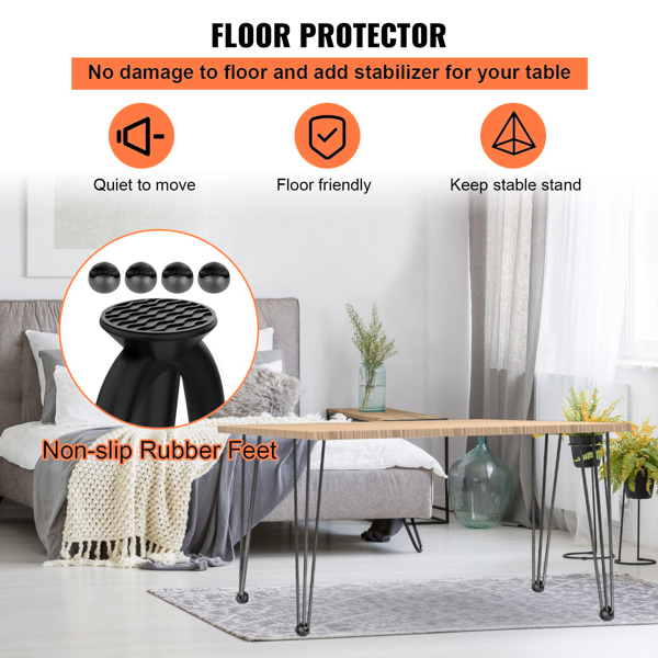 24 Inch Heavy-Duty Hairpin Table Legs 4-Pack - 880 lb Total Capacity (220 lb Each) - 3-Bar Carbon Steel Construction for Dining Table, Long Desk & Chairs - DIY Furniture Legs in Black Matte Finish