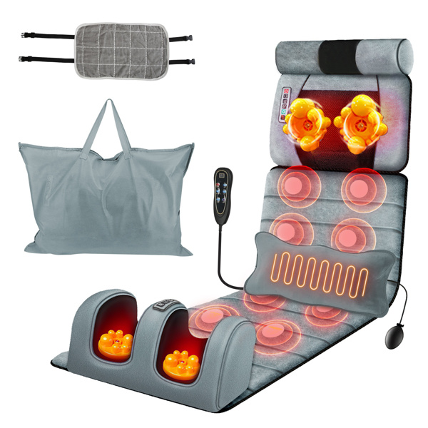 Full Body Electric Massage Mat with Heat – Vibration Massage Pad for Back, Neck, Foot & Lumbar Support – Foldable Cushion Mattress with Timer & Adjustable Intensity for Home or Office Use