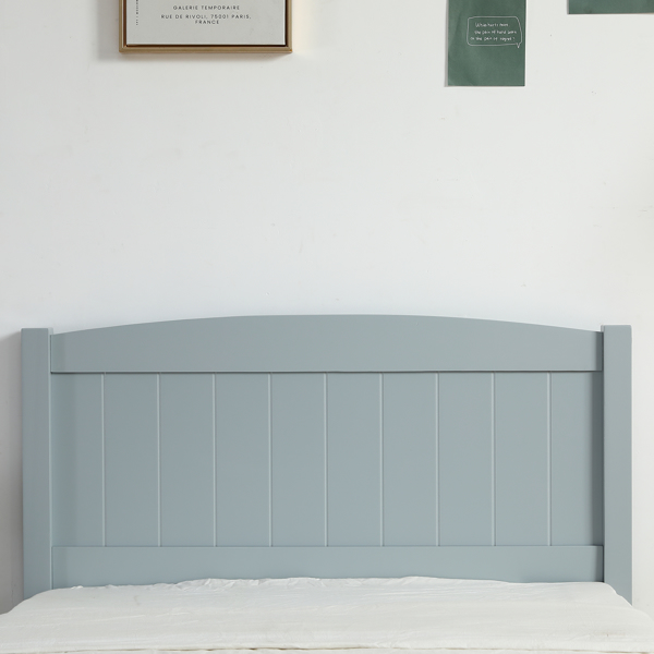 Twin Pine Single-Layer Core Vertical Stripe Full-Board Curved Bed Head With The Same Bed Foot Wooden Bed Grey
