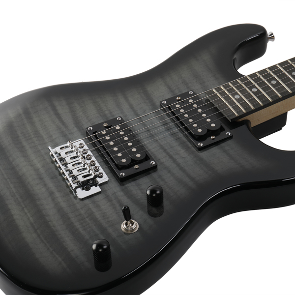 GST Stylish H-H Pickup Tiger Stripe Electric Guitar Kit with 20W AMP Bag Guitar Strap Black