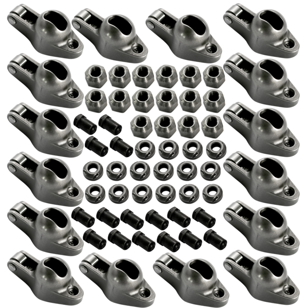 16Pcs Steel Roller Tip Rocker Arms Set for Small Block Chevy 305 350 400 1.6 Ratio 3/8