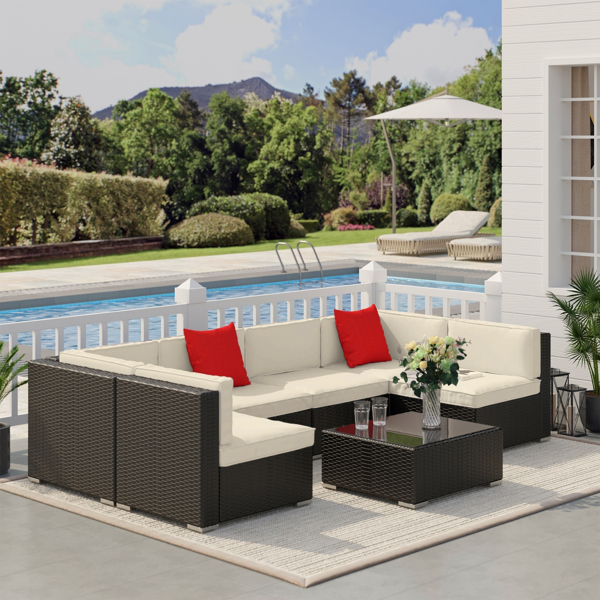 Rattan Three-Seat Sofa