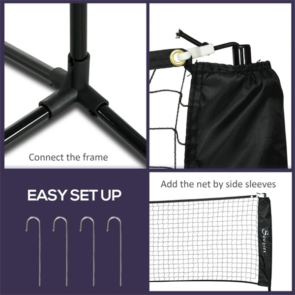 Portable badminton set with adjustable height suitable for badminton, volleyball, etc