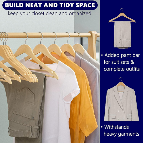 商用级厚木衣架10件套，带防滑凹槽-丝绸、羊绒和设计师服装的豪华衣橱必备品（周末不发货，禁售亚马逊）-8