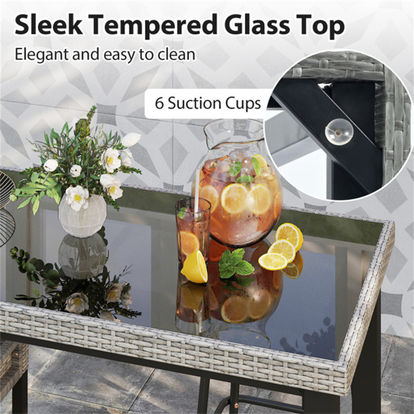 Courtyard Table with Tempered Glass Top Outdoor Bar Table 43.5