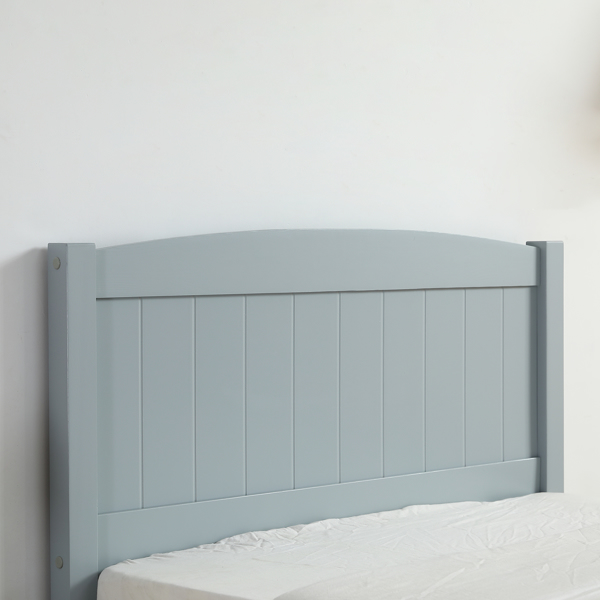 Twin Pine Single-Layer Core Vertical Stripe Full-Board Curved Bed Head With The Same Bed Foot Wooden Bed Grey