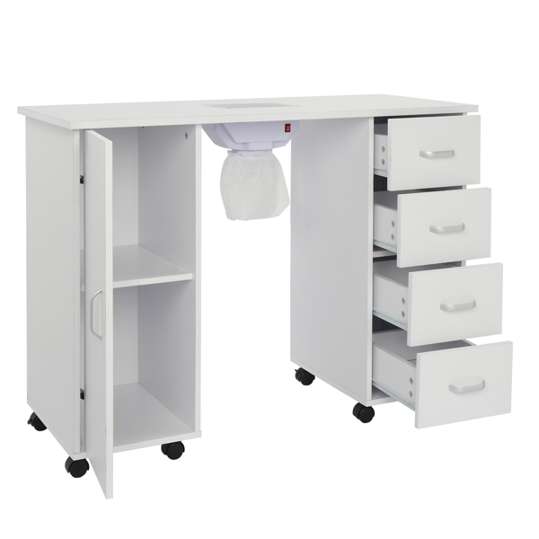 【Same code 64112382】MDF Single Door 4 Drawers With Fan White Nail Table