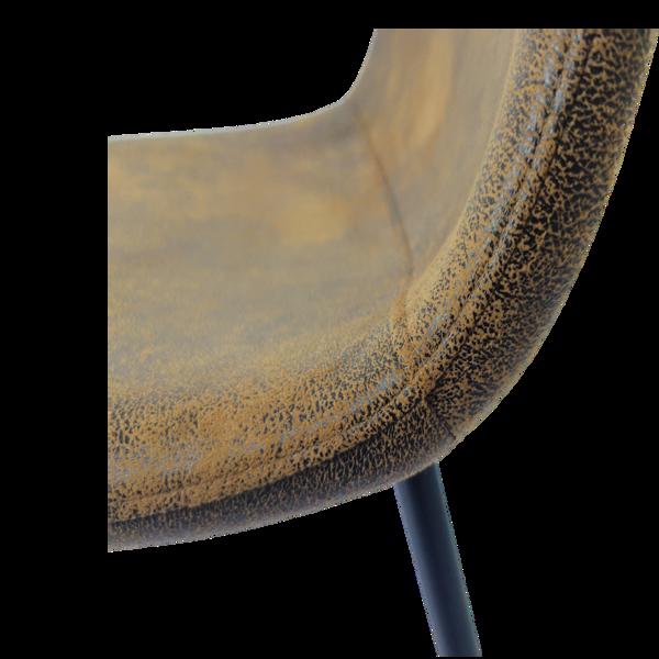 餐椅一套四把，亚麻布软垫现代风格椅子，黑色金属腿勺形厨房椅，餐厅厨房用餐侧椅（棕色）休闲椅 办公椅，餐椅四件套-13