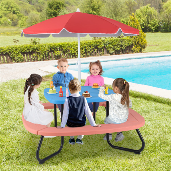  Kids Picnic Table Outdoor Activity Table With Umbrella