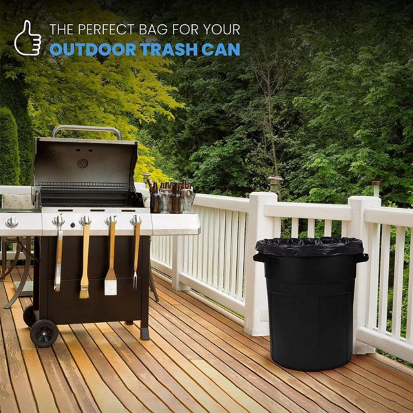 65 Gallon Extra Large Trash Bags - 100 Count Thickened Heavy Duty Black Garbage Bags for Outdoor Use, Moving Boxes, Bulk Waste - High Load Capacity