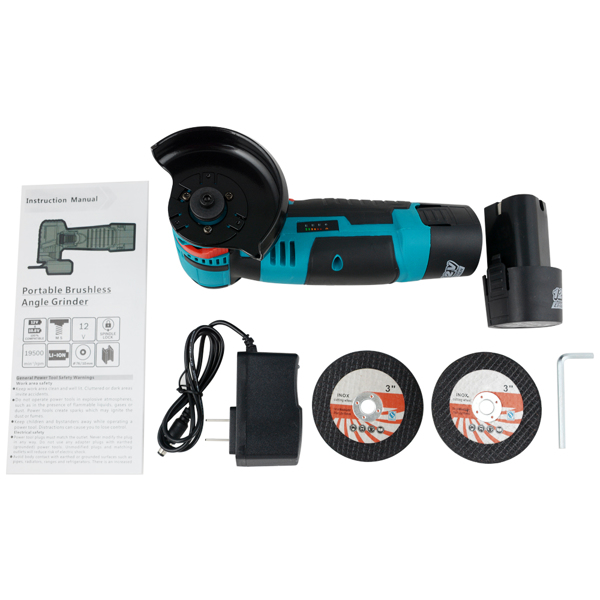Mini Cordless Brushless Angle Grinder Cutting Tool with Battery Charger