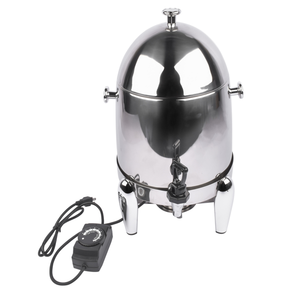 3-Gallon Beverage Dispenser, US Standard 110V Electric Heated Hot and Cold Drink Container with Faucet, Commercial Beverage Container for Coffee, Juice, Lemonade (Silver, Stainless Steel)