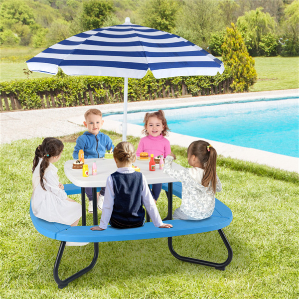  Kids Picnic Table Outdoor Activity Table With Umbrella -White
