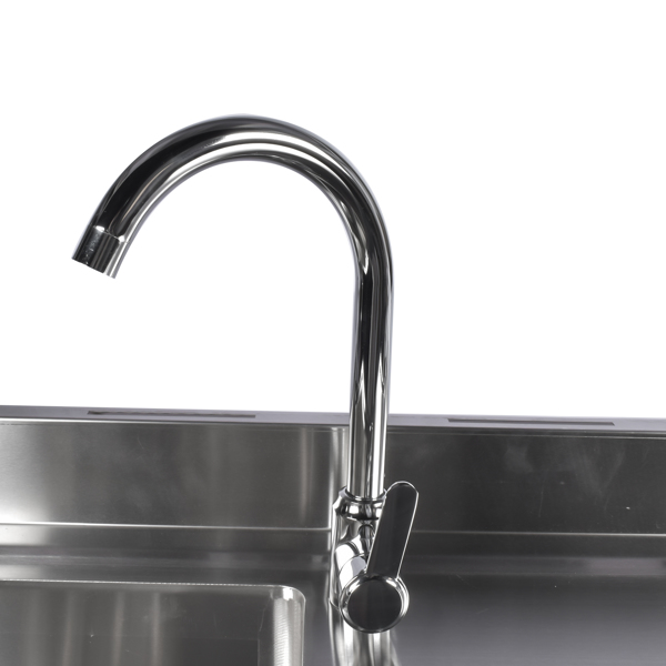 39.4in Stainless Steel Utility Sink Set, Single Bowl Commercial Sink w/ Shelves Single Bowl Sink for Kitchen, Garage with Drainboard and Hanging Tools