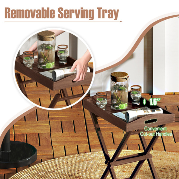 Foldable tray rack, solid teak tray table for garden terraces