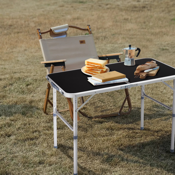  3ft  Aluminum Alloy Folding Table Black